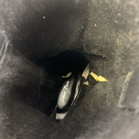 Sutton Plaza Black Leather Western Boots Buckle Strap Pointed Toe Vtg Women 7.5 - Picture 13 of 14